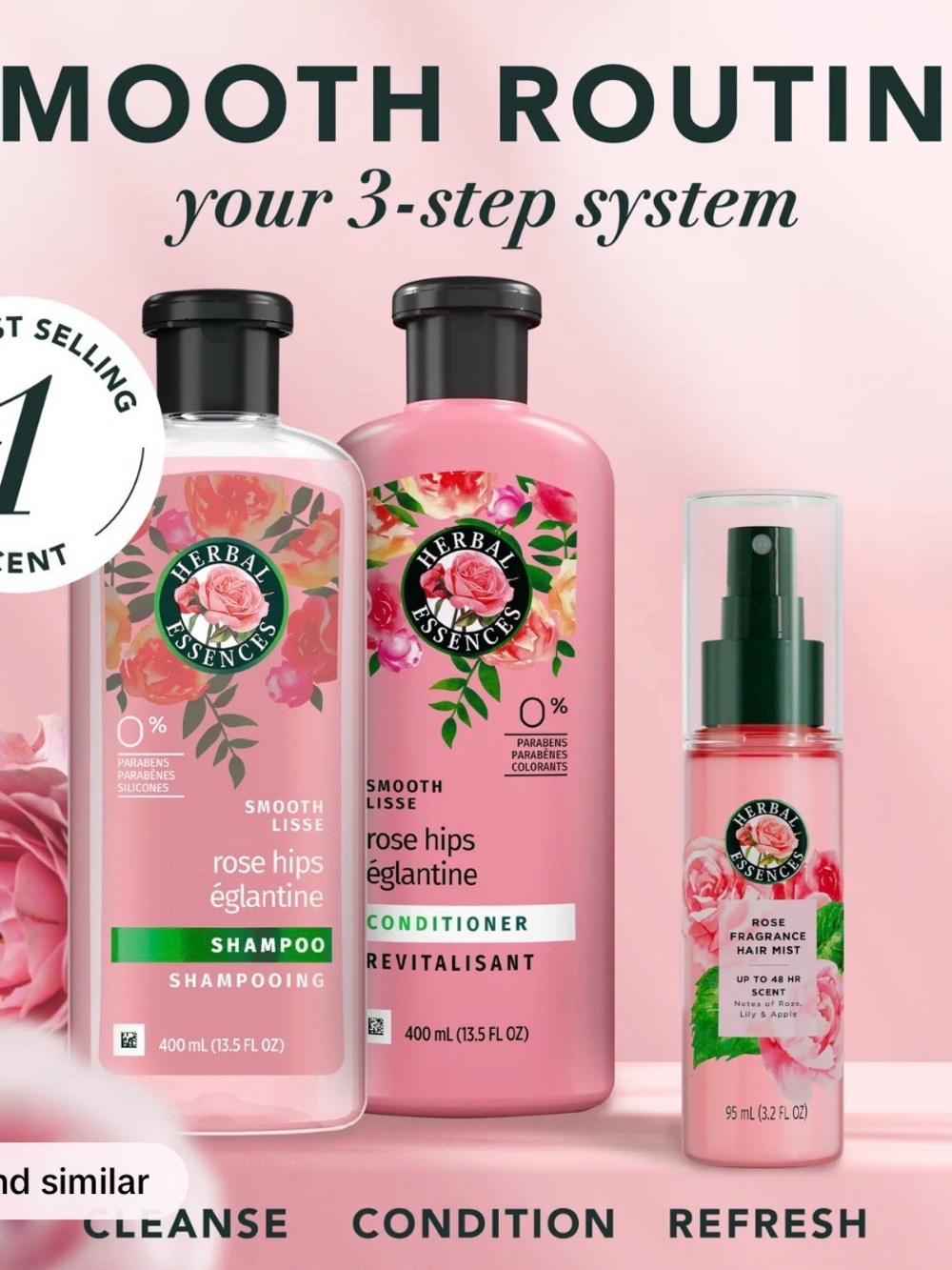 Rose Hips Smooth Shampoo & Conditioner (Pink)